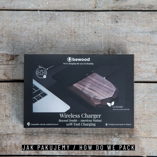 Bezdrôtová nabíjačka Bewood dvojitá QI 10W Orech
