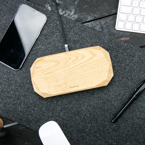 Bezdrôtová nabíjačka Bewood dvojitá QI 10W Dub
