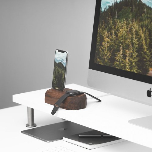 Dvojitý nabíjací dok na iPhone a Apple Watch - Farba: Orech