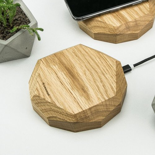Bezdrôtová nabíjačka Bewood geometrická QI 15W Dub