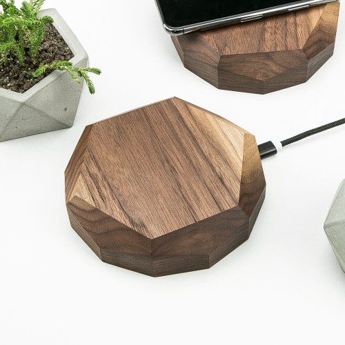Bezdrôtová nabíjačka Bewood geometrická QI 15W Orech