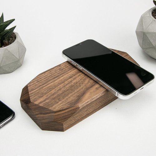 Bezdrôtová nabíjačka Bewood dvojitá QI 10W Orech