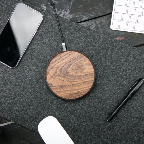 Bezdrôtová nabíjačka Bewood Slim kruhová QI 15W Orech
