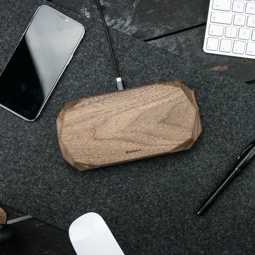Bezdrôtová nabíjačka Bewood dvojitá QI 10W Orech