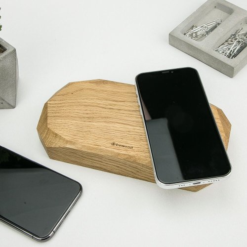 Bezdrôtová nabíjačka Bewood dvojitá QI 10W Dub