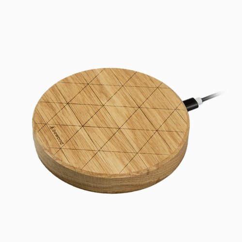 Bezdrôtová nabíjačka Bewood Slim kruhová QI 15W Dub