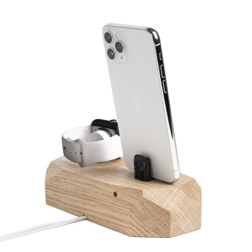 Dvojitý nabíjací dok na iPhone a Apple Watch - Farba: Orech