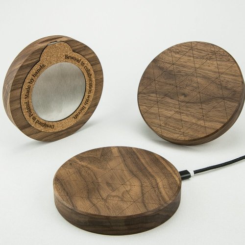 Bezdrôtová nabíjačka Bewood Slim kruhová QI 15W Orech