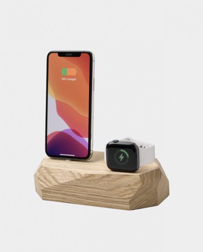 Dvojitý nabíjací dok na iPhone a Apple Watch - Farba: Dub