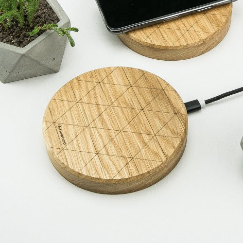 Bezdrôtová nabíjačka Bewood Slim kruhová QI 15W Dub
