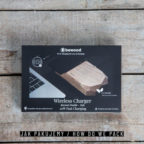 Bezdrôtová nabíjačka Bewood dvojitá QI 10W Dub