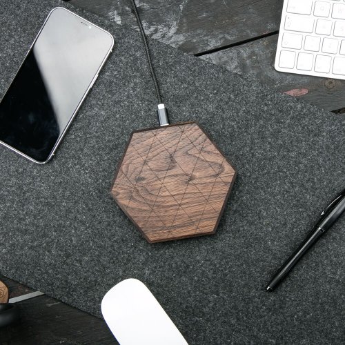Bezdrôtová nabíjačka Bewood Slim Hexagon QI 15W Orech