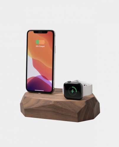 Dvojitý nabíjací dok na iPhone a Apple Watch - Farba: Orech