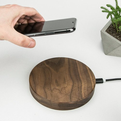 Bezdrôtová nabíjačka Bewood Slim kruhová QI 15W Orech