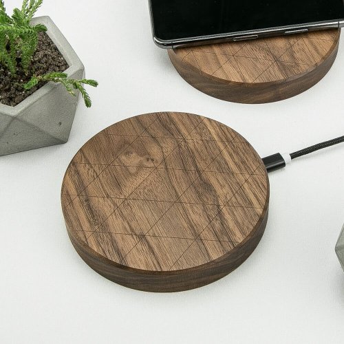 Bezdrôtová nabíjačka Bewood Slim kruhová QI 15W Orech