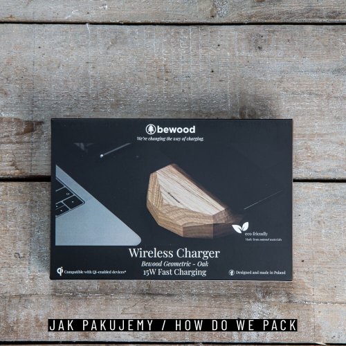 Bezdrôtová nabíjačka Bewood geometrická QI 15W Dub