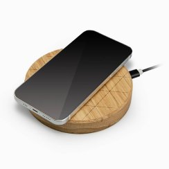 Bezdrôtová nabíjačka Bewood Slim kruhová QI 15W Dub